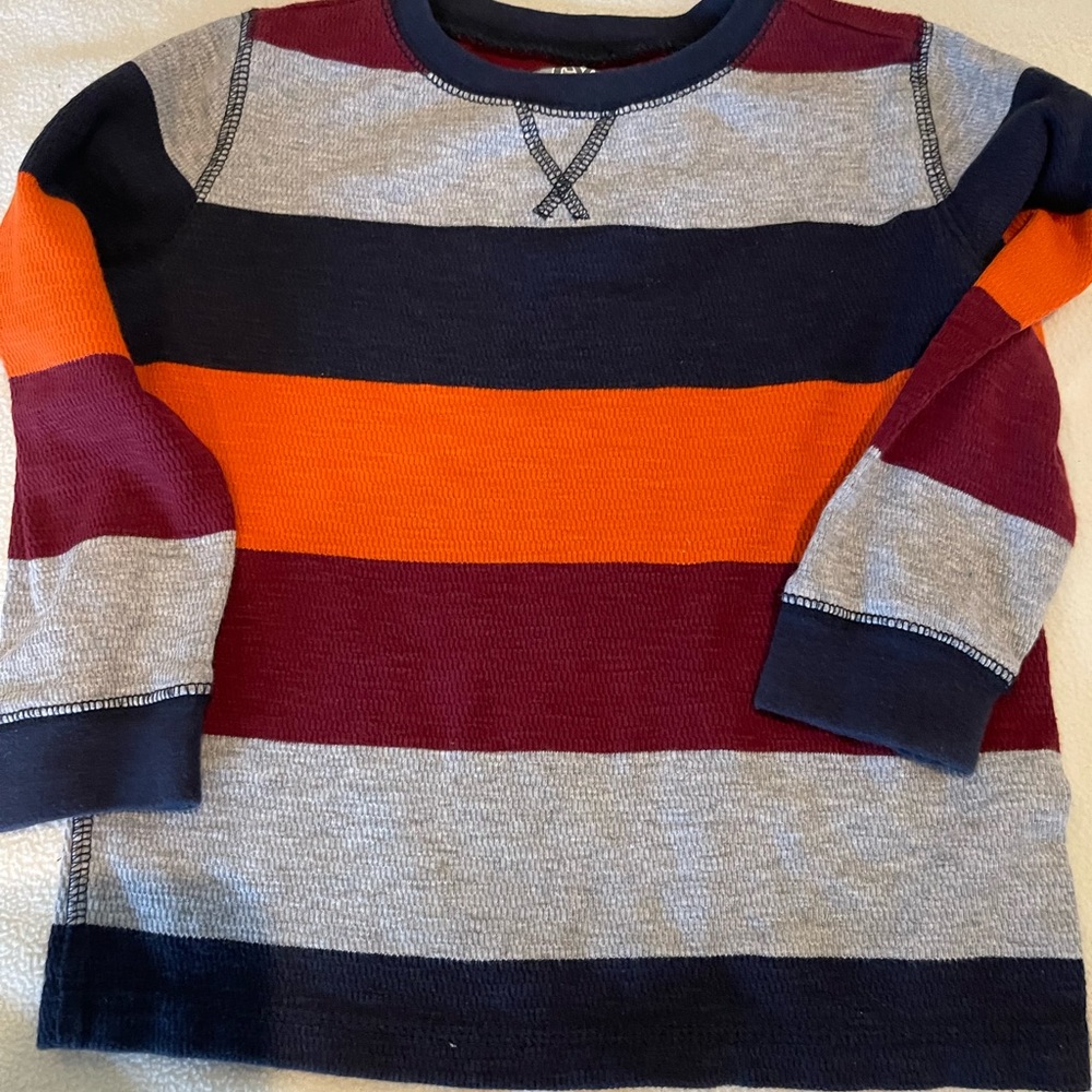Gymboree little boy size 3t thermal blue orange burgundy long sleeve shirt EUC